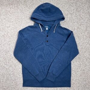 J.Crew Mens Vintage Fleece Quarter Buttoned Hoodie Pocket Size Large L